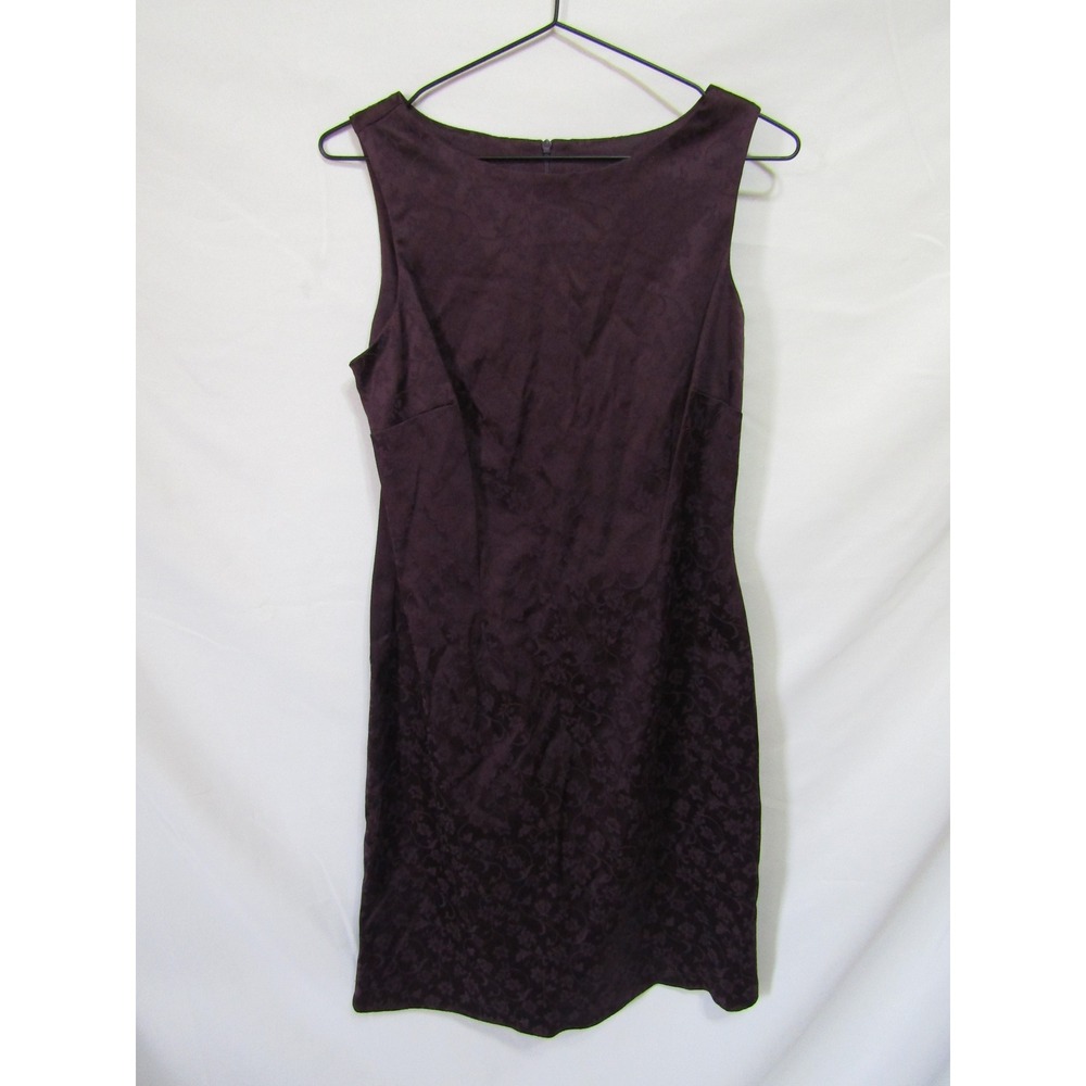 Tessuto Floral Jacquard Sheath Dress Womens 10 Purple Excellent Sleeveless Knee